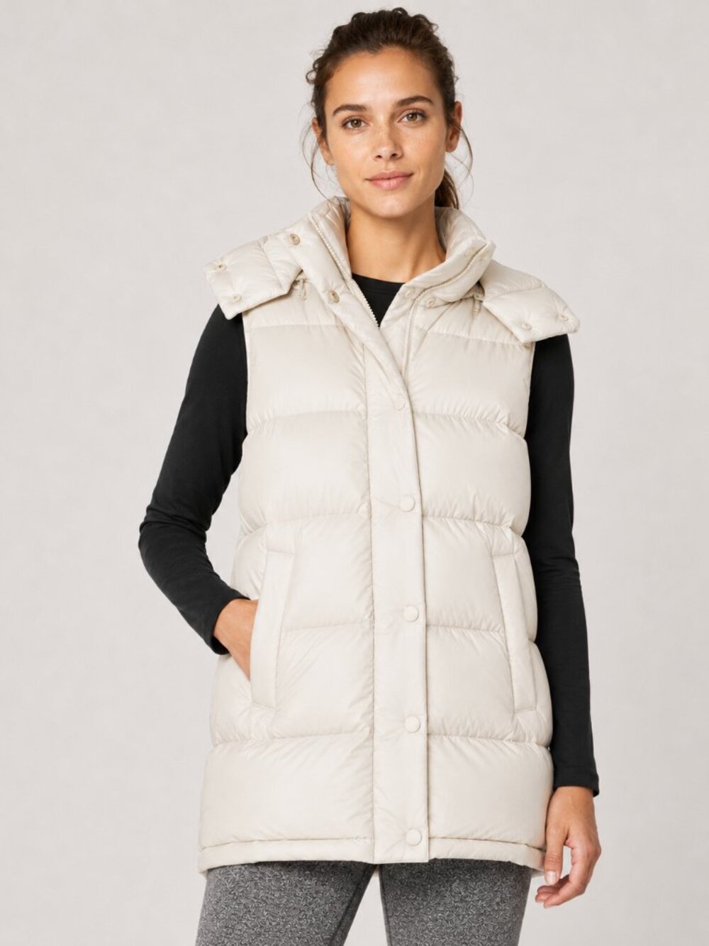 Lululemon Wunder Puff Mid Length Down Vest Size 4 Off White 600 Fill Puffer Vest
